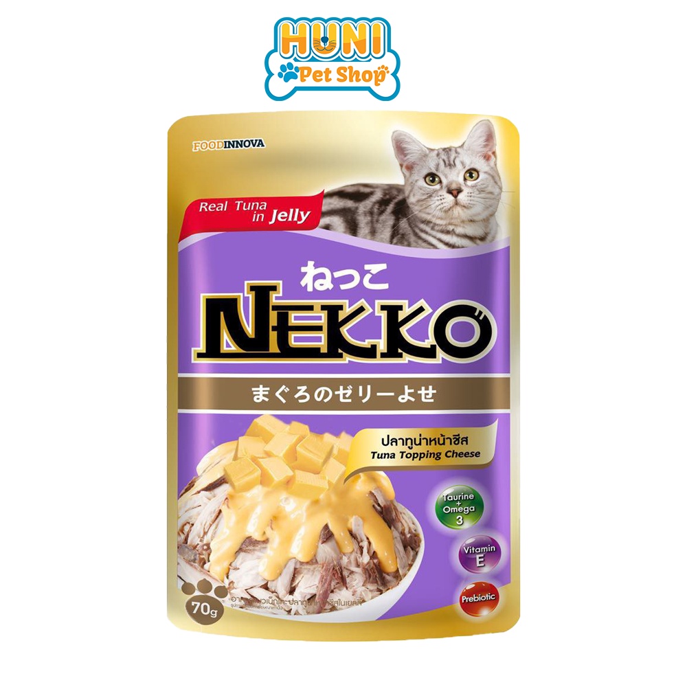 Pate mèo, Pate Nekko Jelly - sốt mèo Neko dạng thạch nhiều vị cá ngừ, gói 70g - Huni Petshop