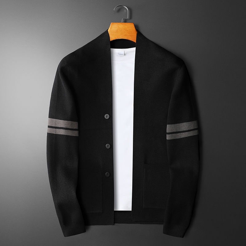 Áo Cardigan Dệt Kim Tay Dài Cổ Chữ V Phối Nút Phong Cách Thời Trang Hàn Quốc Cho Nam Giới