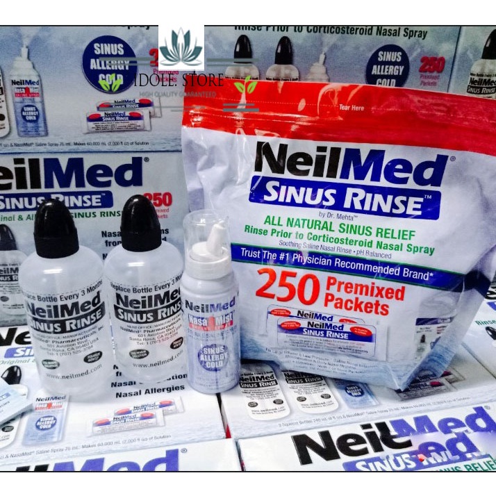 Nước Rửa Mũi NeilMed Sinus Rinse - 1 xịt, 2 Bình & 250 gói muối