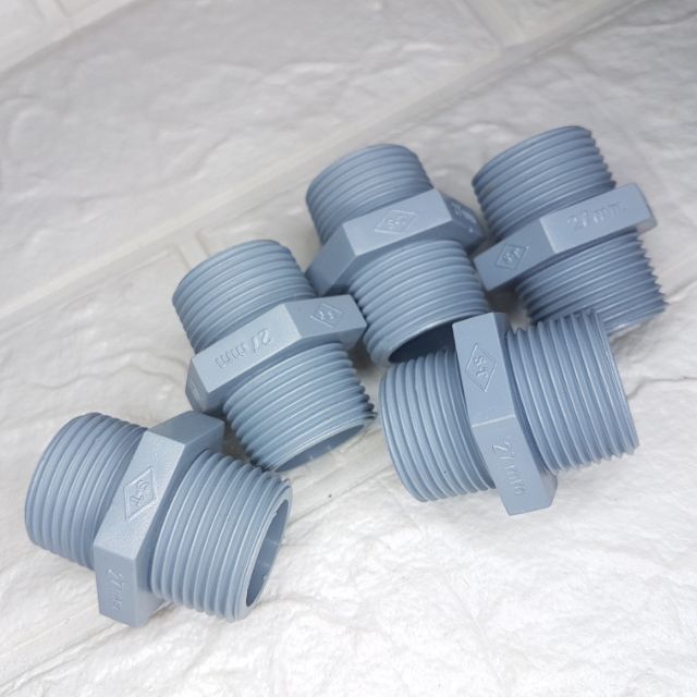 Combo 5 kép nhựa 2 đầu ren 21mm ;  27mm  và kép lệch 21, 27mm dùng lắp vòi văng hay nối thiết bị vệ sinh
