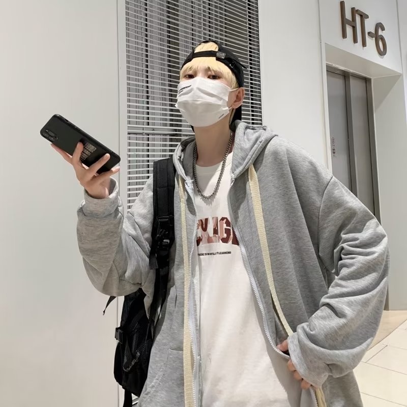 Áo hoodie nam tay dài dáng rộng có dây rút thời trang nam áo hoodie nam nữ có dây kéo đơn giản phong cách hàn quốc áo khoác có mũ unisex trơn form rộng bigsize cặp đôi