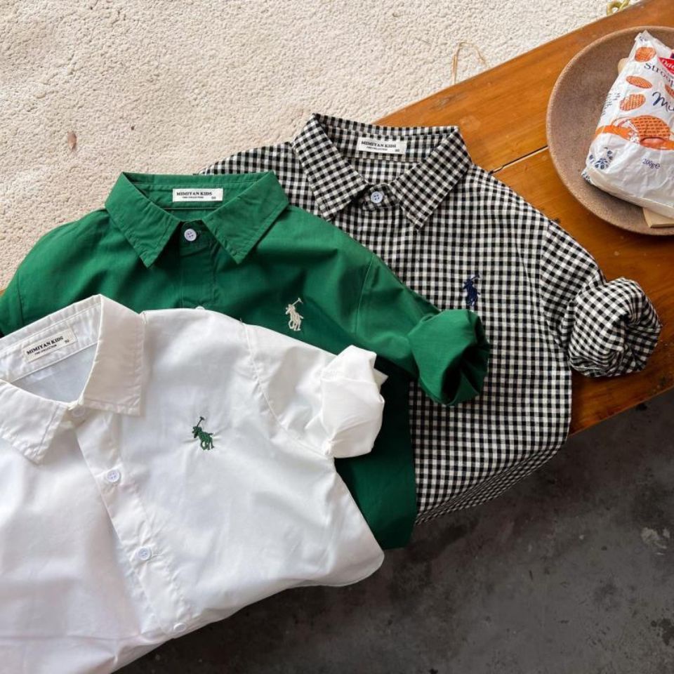 Hàng Mới Về Áo Sơ Mi Tay Dài Thời Trang Xuân Thu 2023 Dành Cho Bé Trai Gái