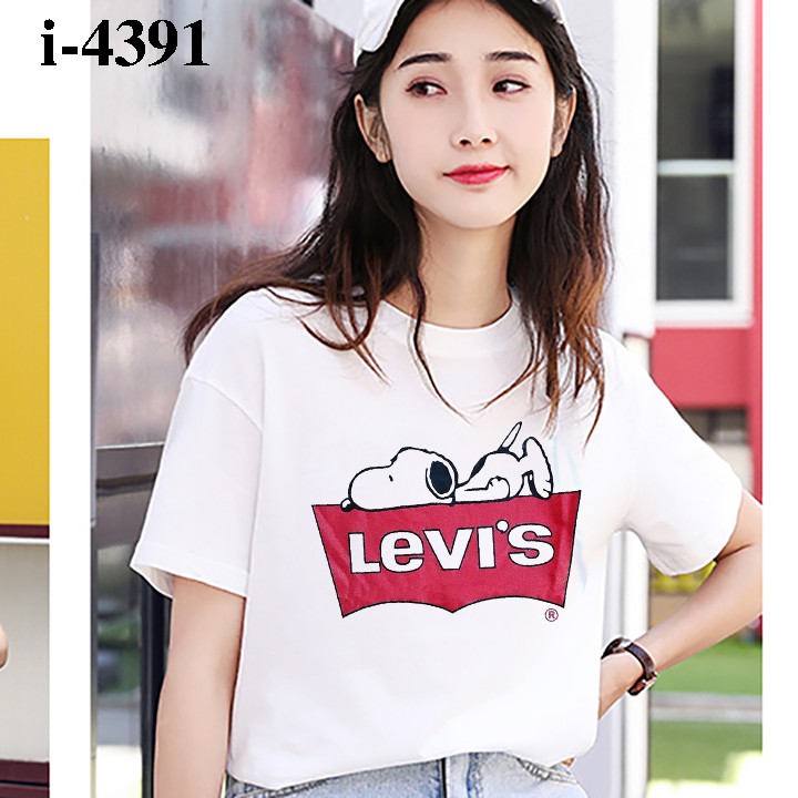 M4391 Áo Thun Nữ Tay Lỡ In Snoopy LEVIS