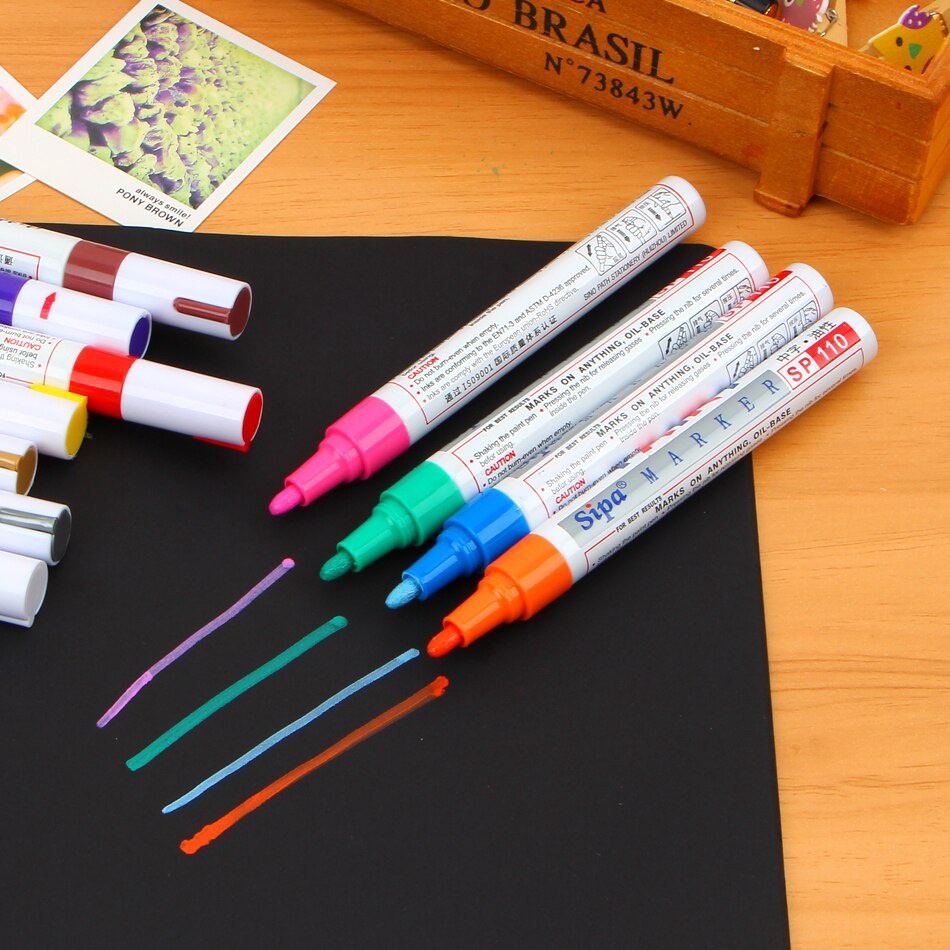 Bút Đánh Dấu Lốp Xe Hơi Cao Su/Kim Loại Cao Su 12 Màu Chống Nước