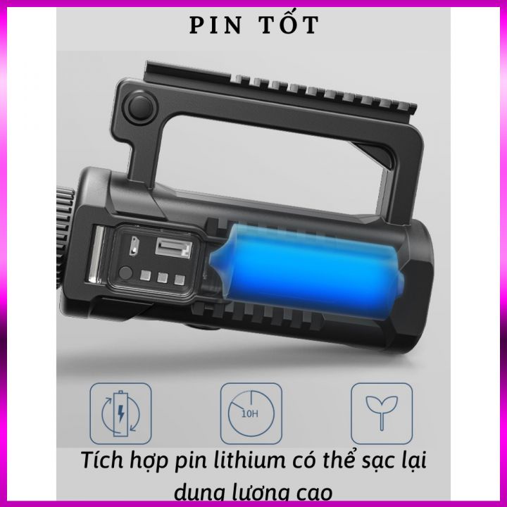 Đèn pin siêu sáng pha to có chân đỡ 💥💥 đèn pin xách tay siêu sáng HOT