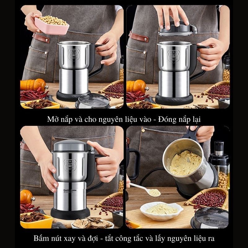 Hàng Nội Địa Trung Máy xay hạt khô ngũ cốc, Máy say gia vị lưỡi dao 6 cánh nghiền mịn cho mọi gia đình