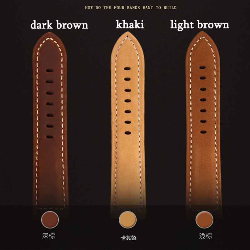 Dây Đeo Đồng Hồ Bằng Da Bò Thật Chống Nước 22mm 24mm 26mm Cho Panerai