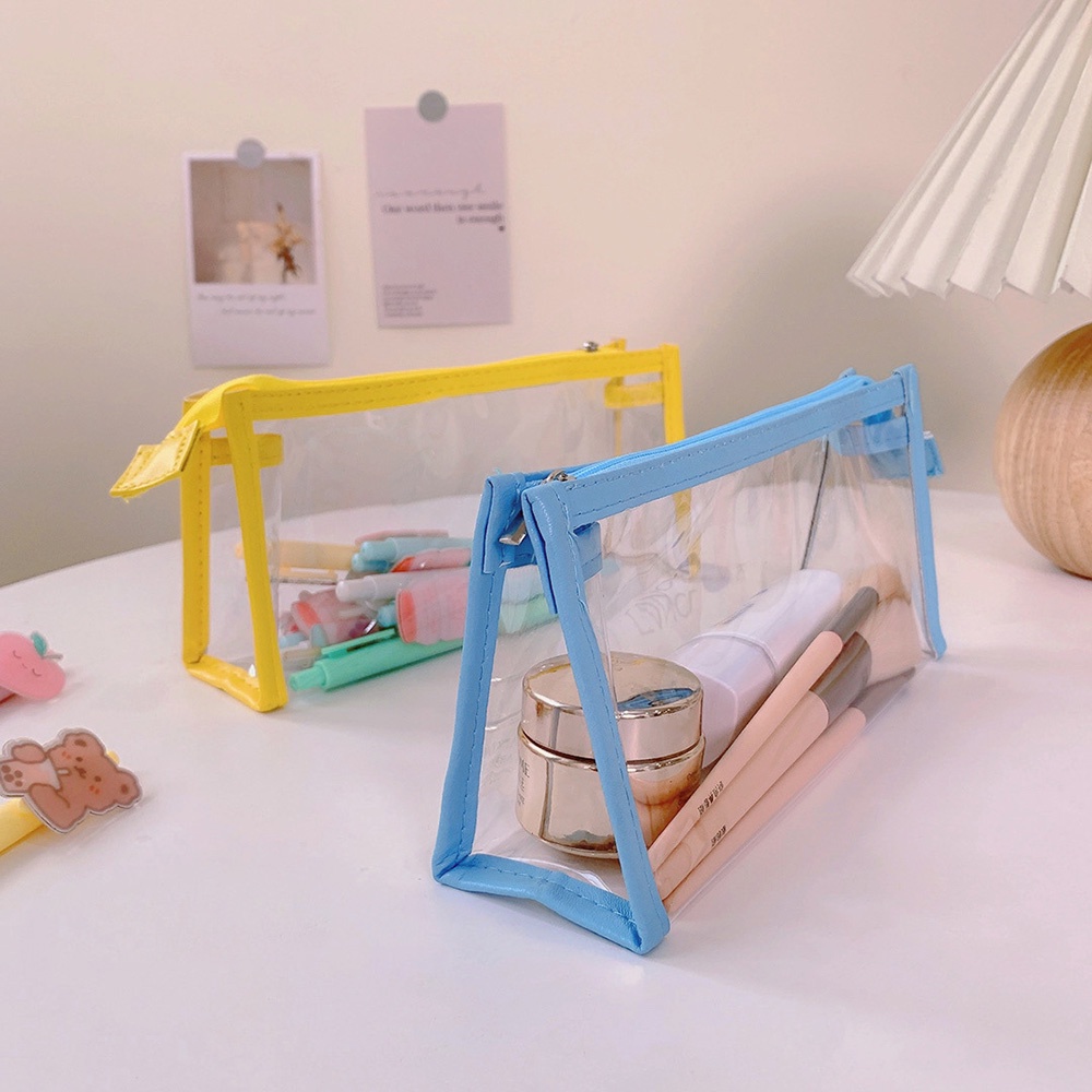 Túi Đựng Bút Trong Suốt Hình Tam Giác Chống Thấm Nước Sức Chứa Lớn Tiện Dụng Cho Học Sinh Ốp