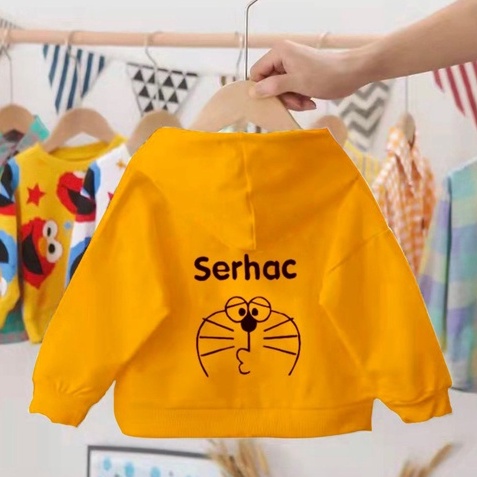 Áo hoodie nỉ Con Xinh phom rộng bé trai bé gái hình in Mèo DOREM, thời trang thu đông dành cho bé từ 4 đến 10 tuổi