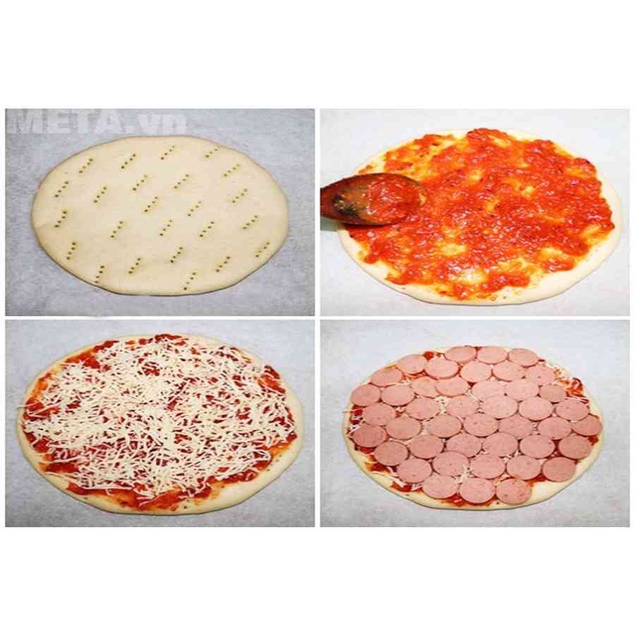 Nguyên liệu làm bánh Pizza ( đủ size bánh, sốt, lá thơm, thanh cua, xúc xích,...)