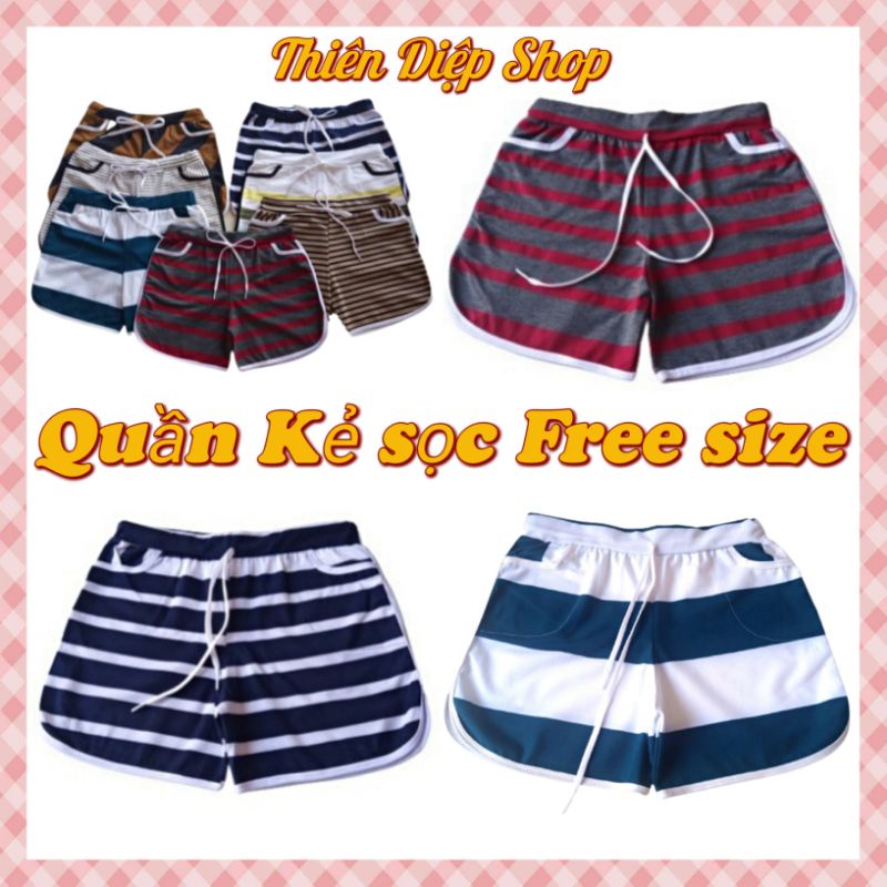 Quần đùi nữ viền kẻ sọc mặc nhà, quần dây rút vãi thun cotton 4 chiều co giãn thoáng và thấm hút mồ hôi, mặc nhà, đi dạo