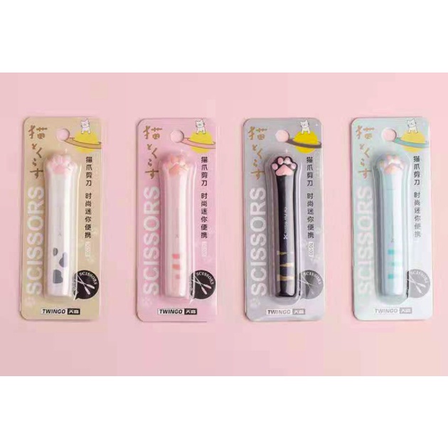 Kéo cắt giấy cầm tay, kéo bấm hình chân mèo dễ thương