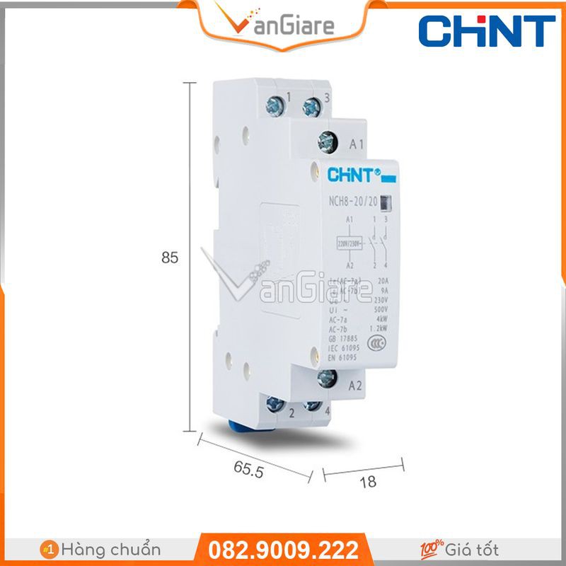 Khởi động từ 1 pha  20a ChiNT NCH8-20/20