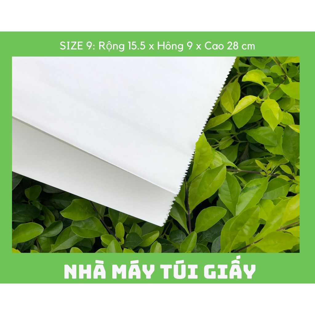 100 chiếc túi giấy kraft Nhật màu trắng Size 9 -15.5x9x28cm KHÔNG QUAI