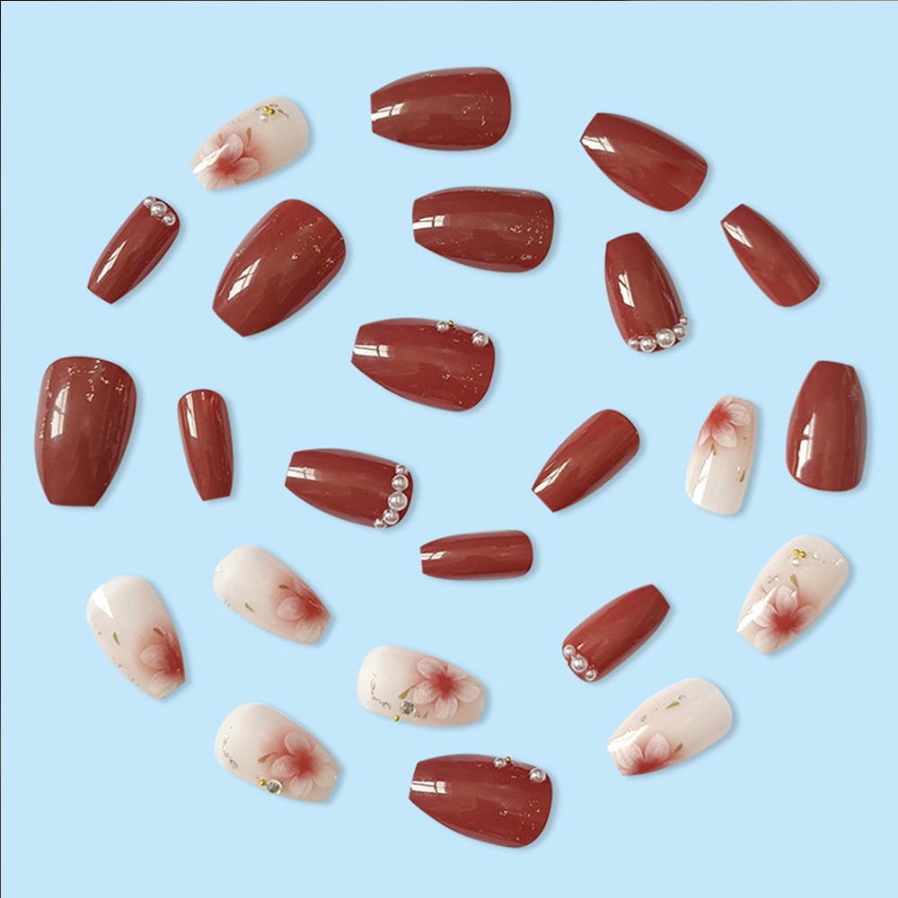 2411 YUKEHUI bộ móng tay giả set móng giả trong suốt móng tay giả đính nơ móng tay giả dài đính đá móng giả đẹp bộ móng tay giả đính đá móng tay giả đính đá ngắn bộ móng tay giả kèm keo móng giả đẹp