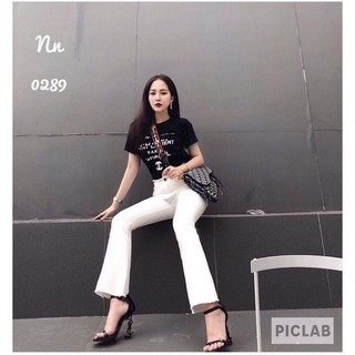 Quần Jean ống loe trơn đen