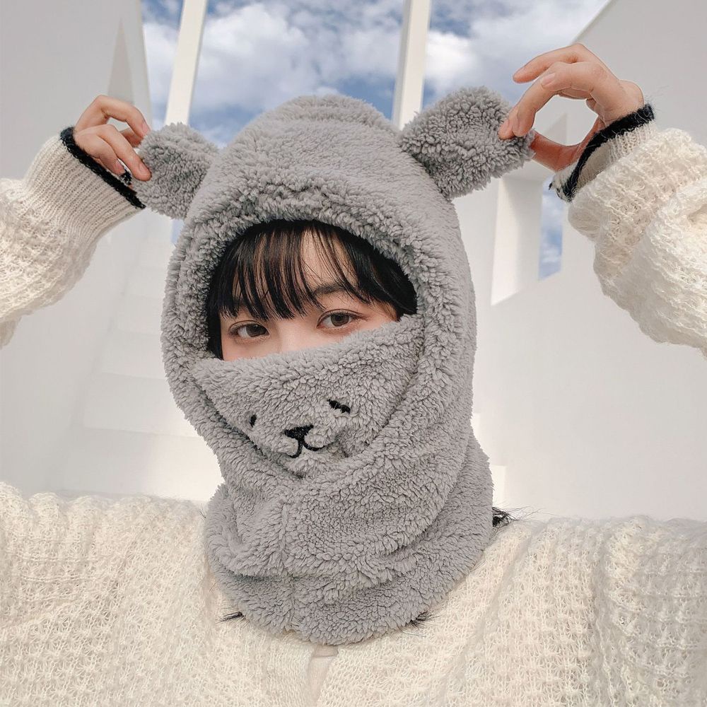 Mũ len tai gấu thời trang mùa đông đáng yêu cho nữ