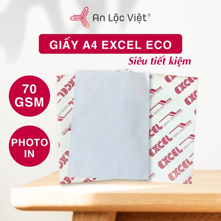 Giấy A4 Excel 70 gsm - Eco 400 tờ/ram, Giấy trắng, mịn, tiết kiệm chi phí