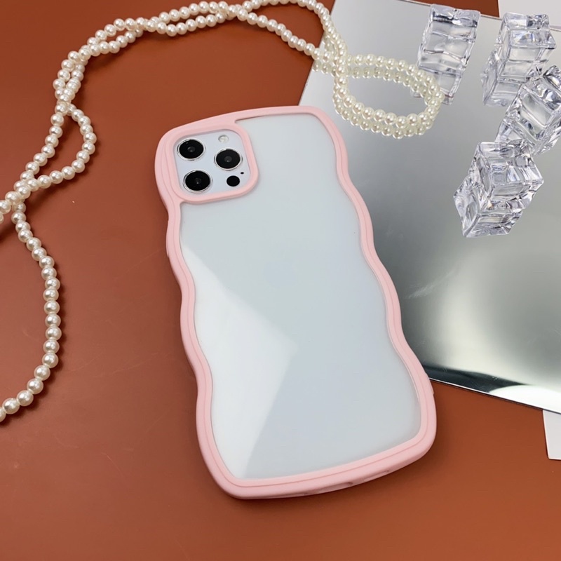 Ốp lưng iphone mây sóng Dẻo bo viền 7/8/SE/11/12/13/Pro/Promax/Max màu hồng, xanh, trắng nhẹ nhàng xinh xắn