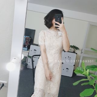 Váy ren dài tay ngắn