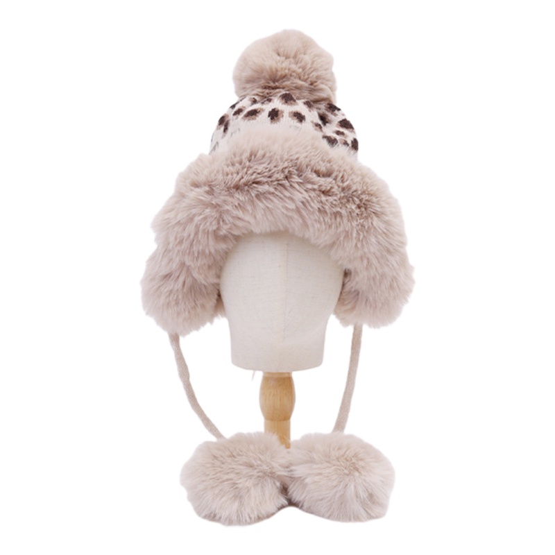 Mũ Len Dệt Kim In Họa Tiết Da Báo Chống Gió Ấm Áp