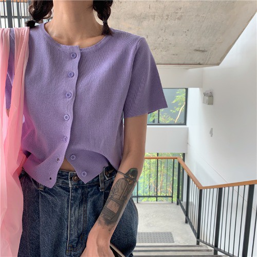 [Mã FAMAYWA giảm 10K đơn 50K] Áo Dệt Kim Len Tăm Ngắn Tay Ulzzang Hàn Quốc dáng croptop C52 - Maoshop | BigBuy360 - bigbuy360.vn