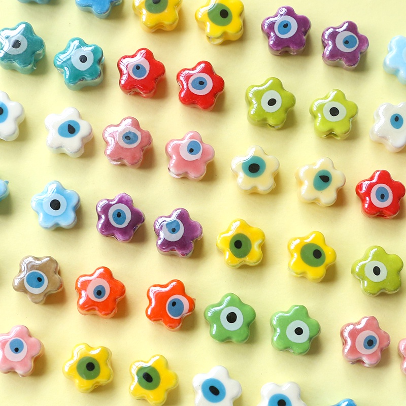 Bộ hạt sứ hình hoa nhiều màu dễ thương dùng làm đồ thủ công