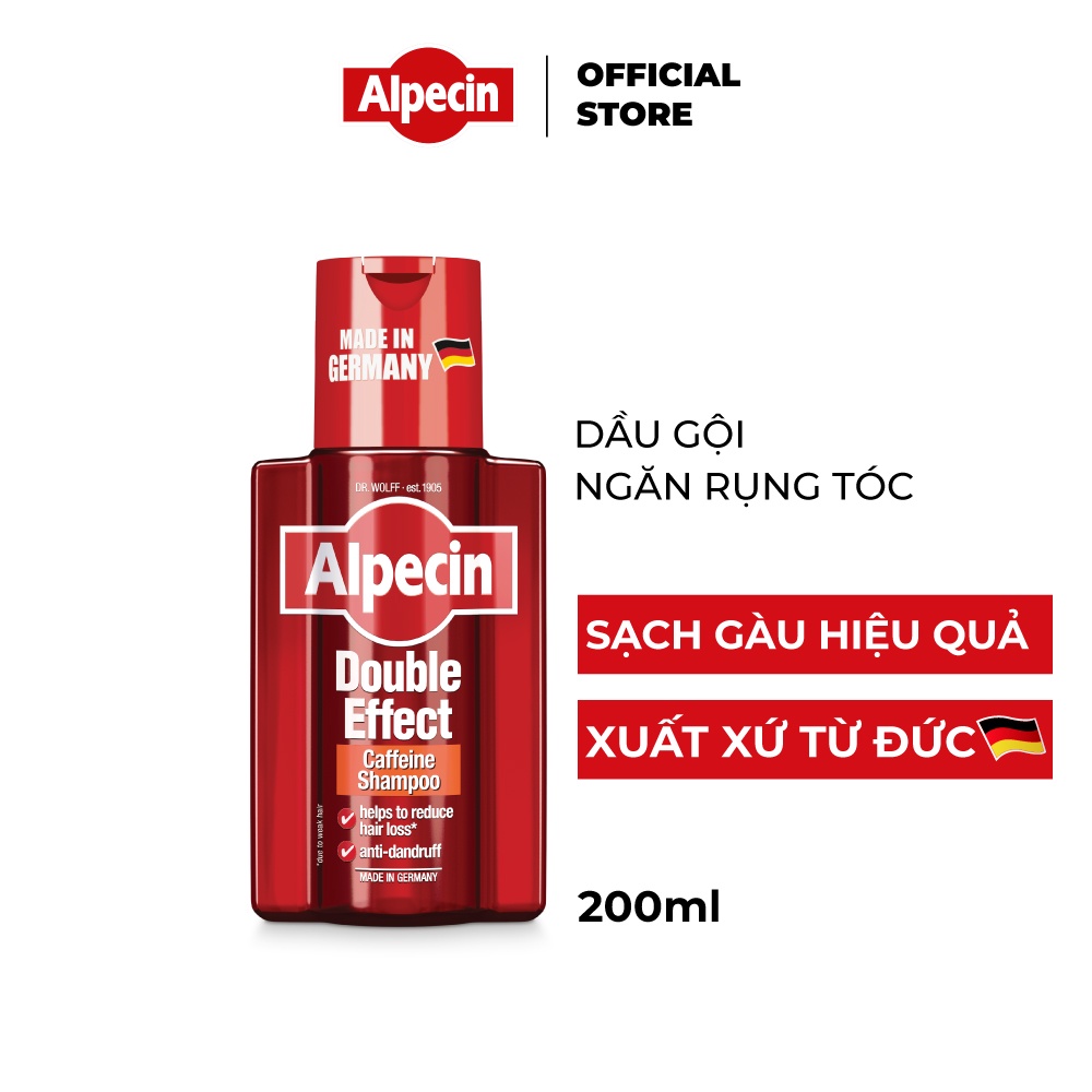 Dầu gội Caffeine Alpecin Double Effect 200ml, ngăn rụng tóc và giảm gàu hiệu quả, cho nam