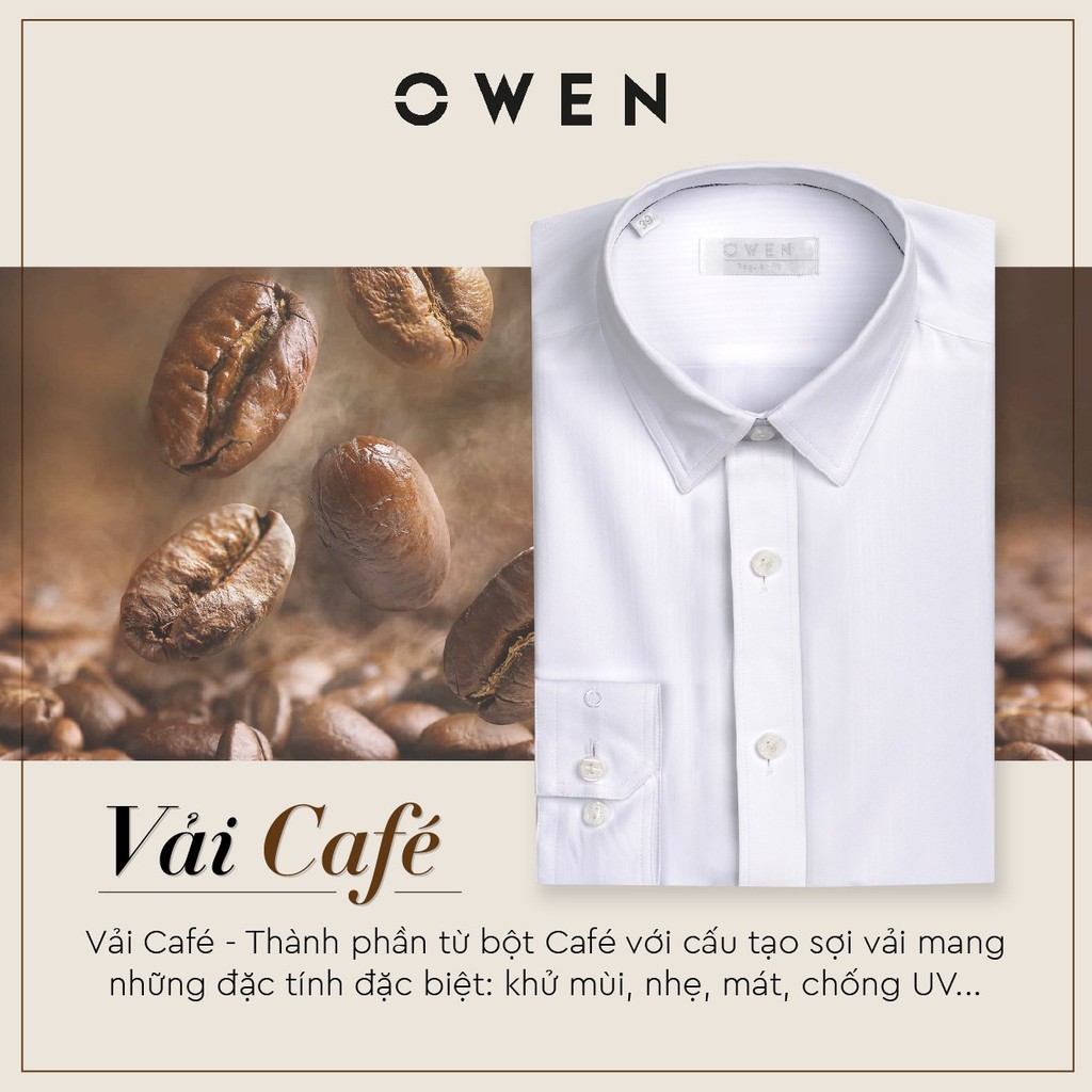 OWEN - Áo sơ mi trắng dài tay Owen chất Cafe (REGULAR/SLIMFIT) - Áo sơ mi trắng dài tay