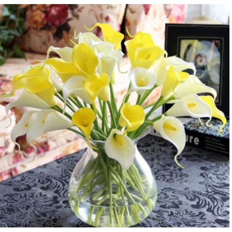 Hoa giả- hoa rum calla lily cao su mini cao cấp cành dài 34 cm siêu đẹp