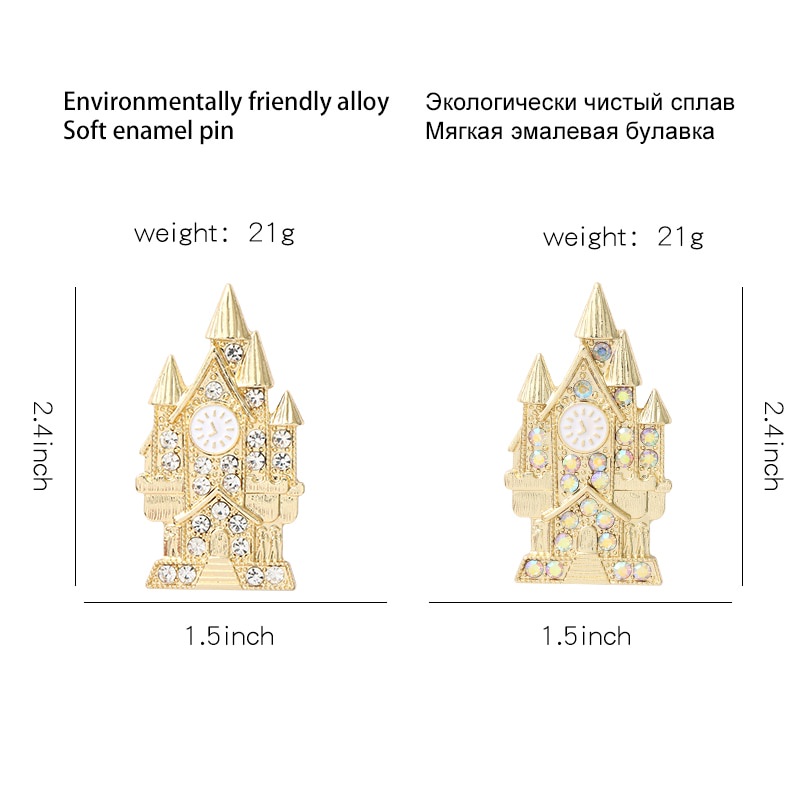 Ghim cài áo hình tòa lâu đài đính đá thời trang cho nữ