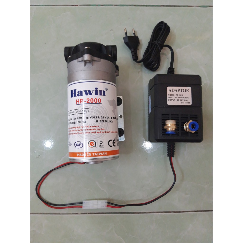 Máy phun sương HP-2000 kèm nguồn 29V hiệu HAWIN (phun từ 20 đến 50 béc)