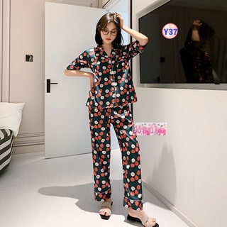 Pijama Lụa Hoa Dài Tay Cao Cấp Y37