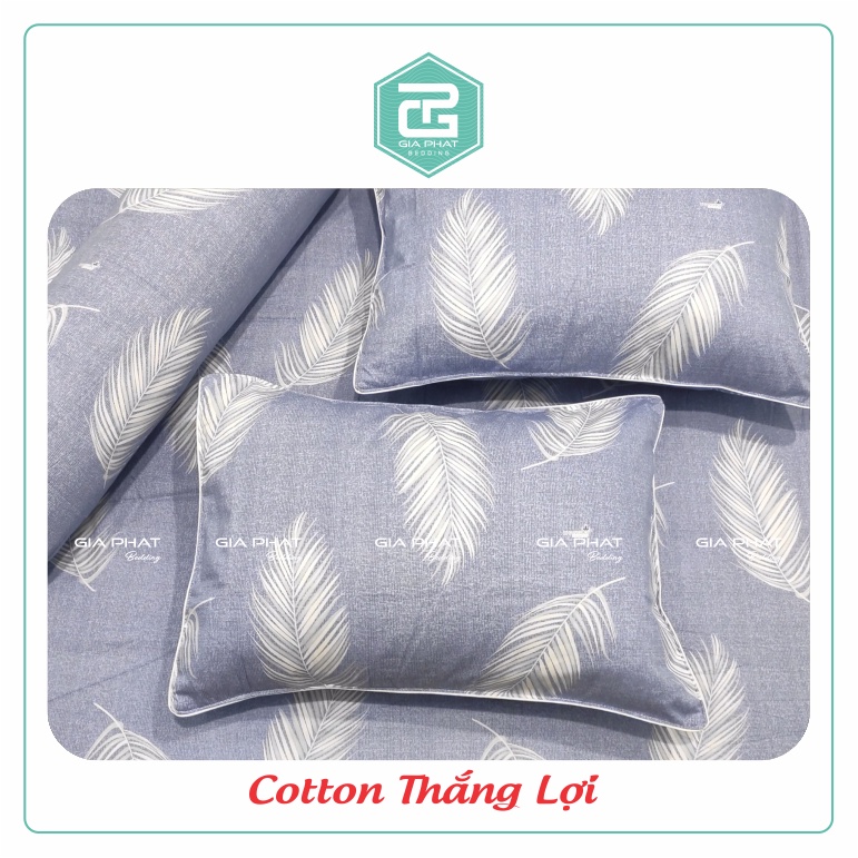 Bộ ga gối Thắng lợi cotton 100% chuẩn logo mẫu lông vũ