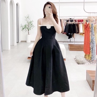 Đầm hai dây 🥝Đầm xoè 2 dây dự tiệc MITRIE D08