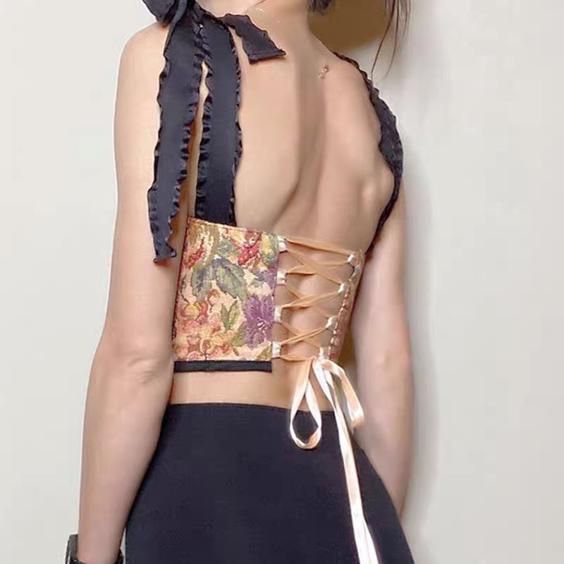 áo 2s 2 dây nơ vai tăm nhung kiểu đan dây lưng