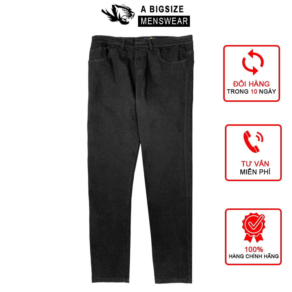 Quần jean cỡ lớn trơn đen 75- 120kg, Co giãn thoải mái vận động ABS Menswear