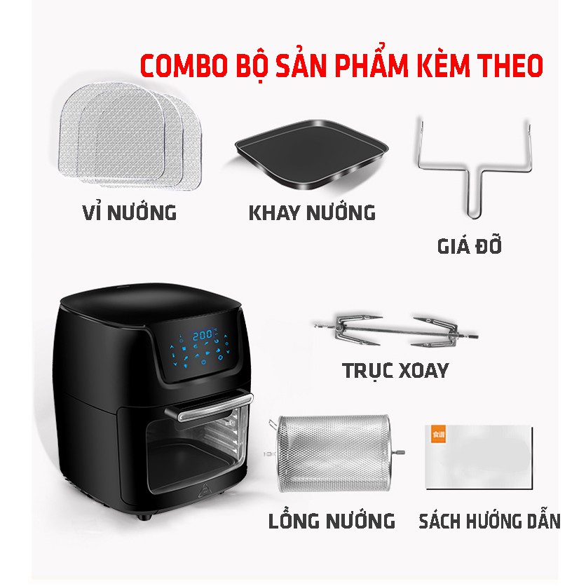 [Mã ELHADEV giảm 4% đơn 300K] Nồi chiên không dầu 12 lít chế độ tự đảo cực tiện dụng bảo hành 12 tháng