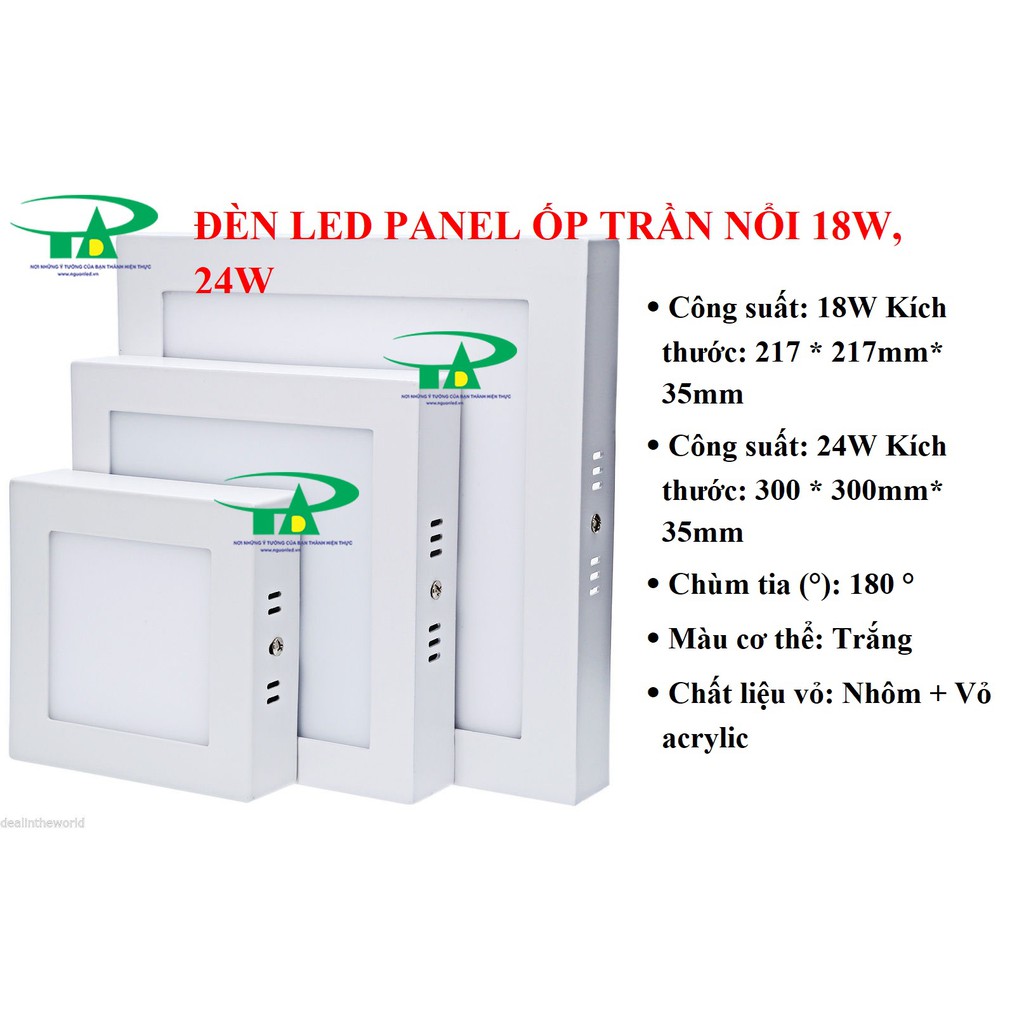 Đèn led ốp trần nổi vuông siêu sáng (NÊN MUA) Công suất 18W/24W ánh sáng trắng, vàng, loại tốt, giá rẻ, chất lượng...