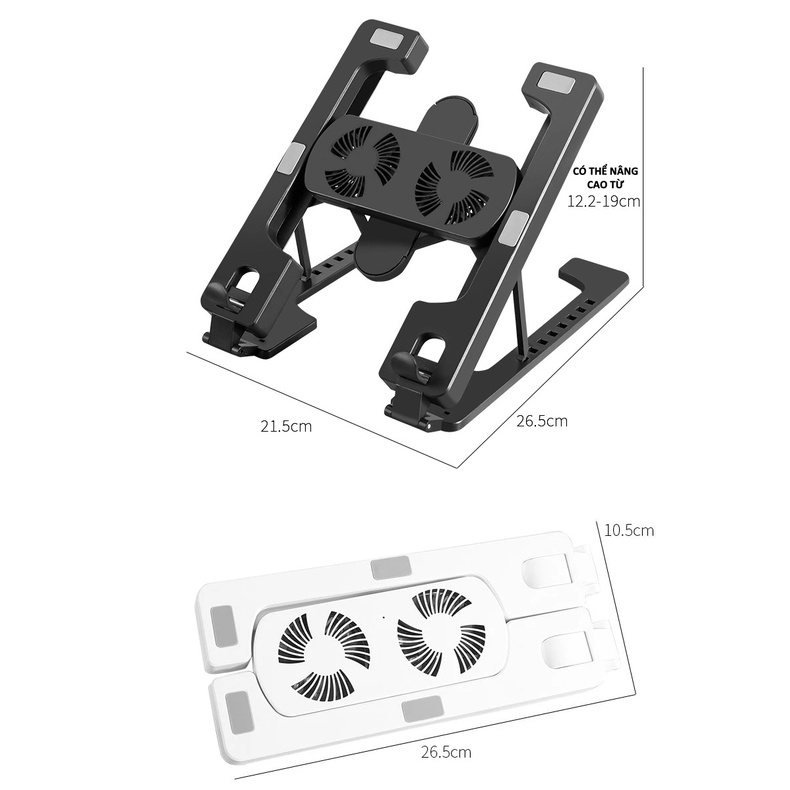 Quạt tản nhiệt laptop kết hợp giá đỡ nâng cao tiện dụng sử dụng cho Laptop, IPAD HD00026 (Giao màu ngẫu nhiên)