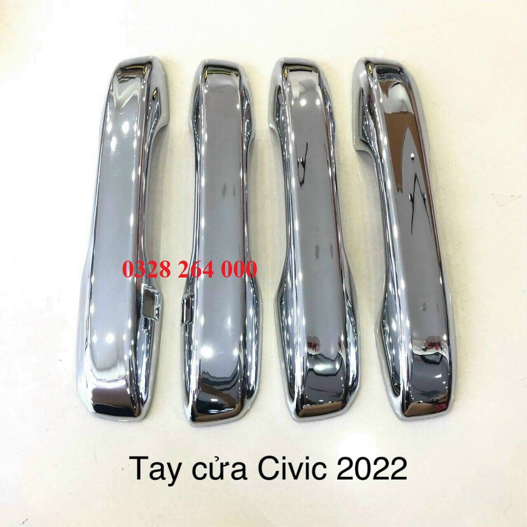 Ốp tay nắm, hõm cửa xe Honda Civic đời 2022 2023 mạ Crom sáng bóng
