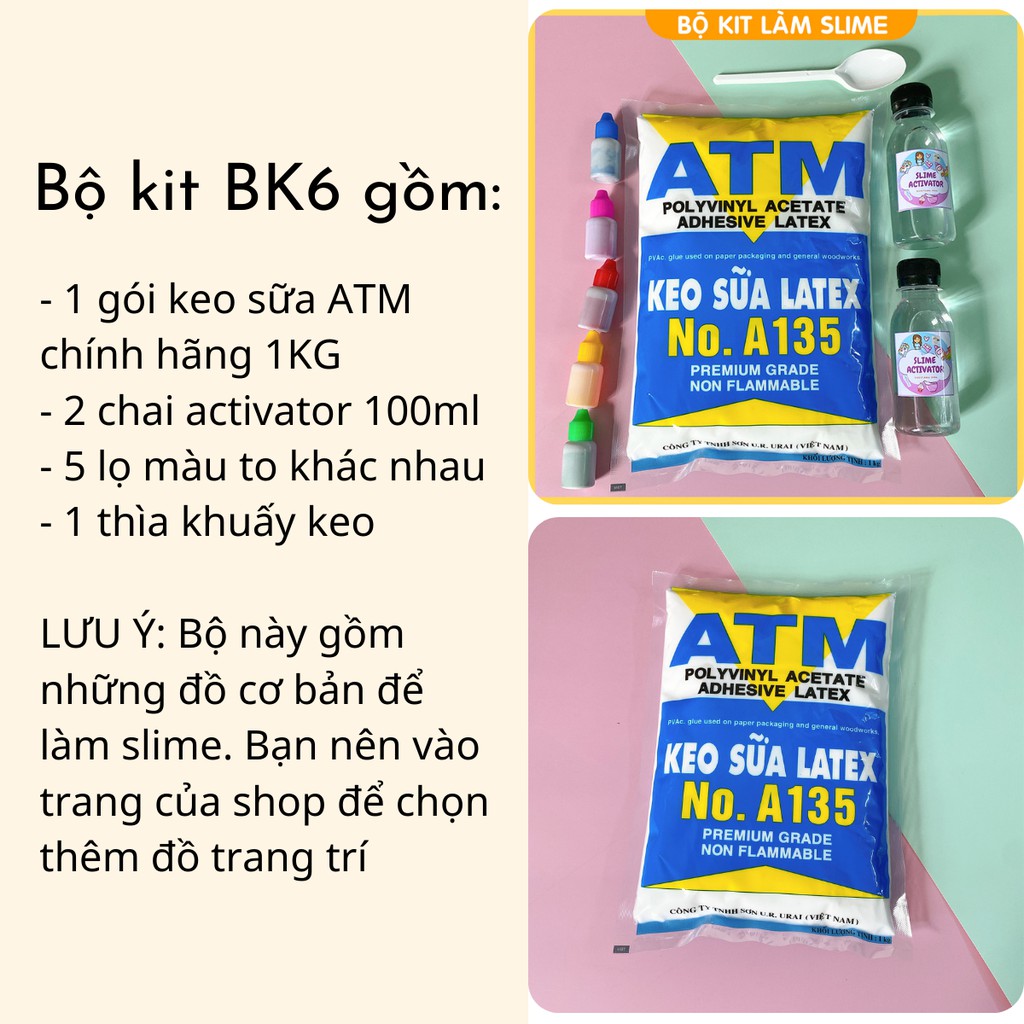 Bộ kit làm Slime Basic - Bộ kit làm slime cơ bản có hướng dẫn BK6