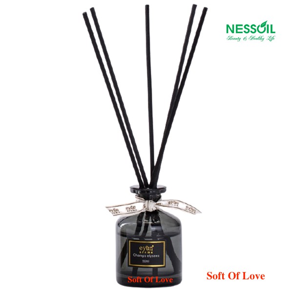 Bộ tinh dầu nước hoa khuyếch tán thơm phòng hương Soft Of Love gồm 1 lọ màu đen 50ml &amp; 5 que khuếch tán