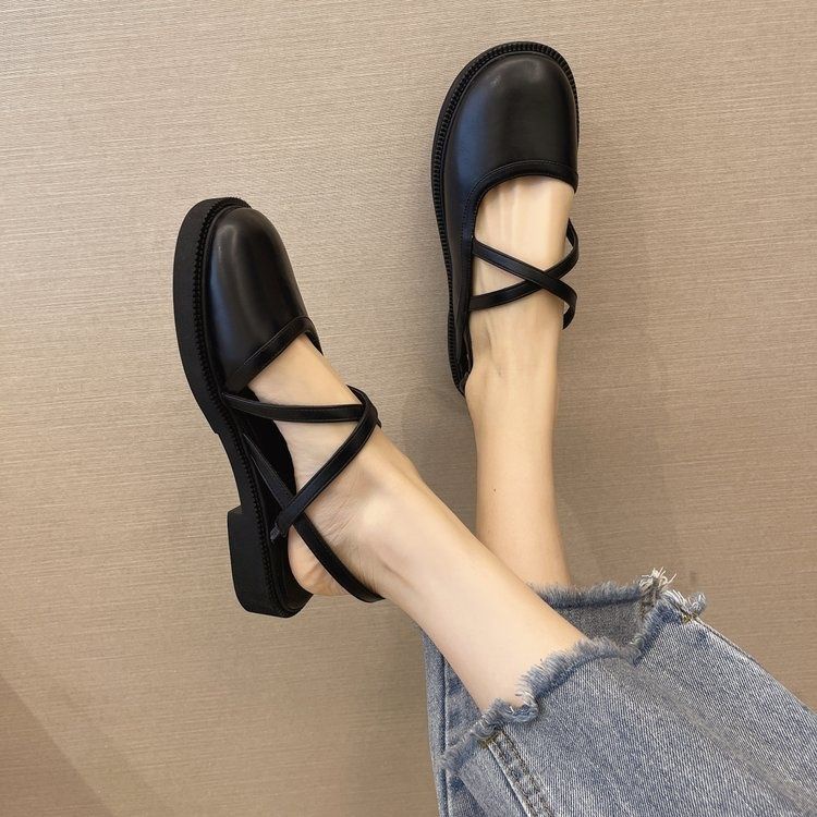 Giày Sandal Mary Jane Đế Bằng Mềm Mại Phong Cách Thời Trang Pháp Dành Cho Nữ