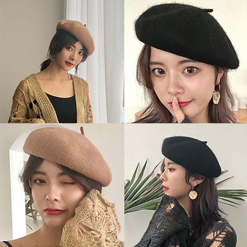 Mũ nồi beret màu trơn phong cách cổ điển