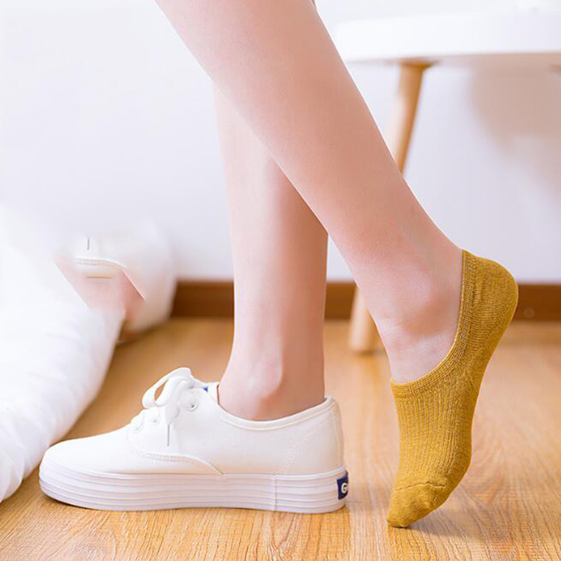 Vớ cotton ngắn màu trơn phong cách Hàn Quốc cho nữ