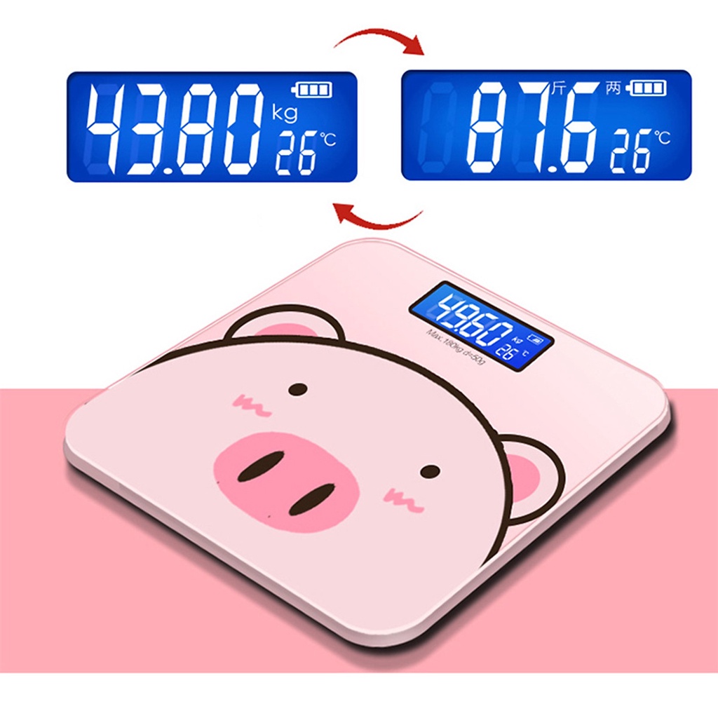 Cân lợn cân điện tử cân sức khỏe gia đình màn hình LED cân nặng, nhiệt độ hình con heo bảo hành 12 tháng