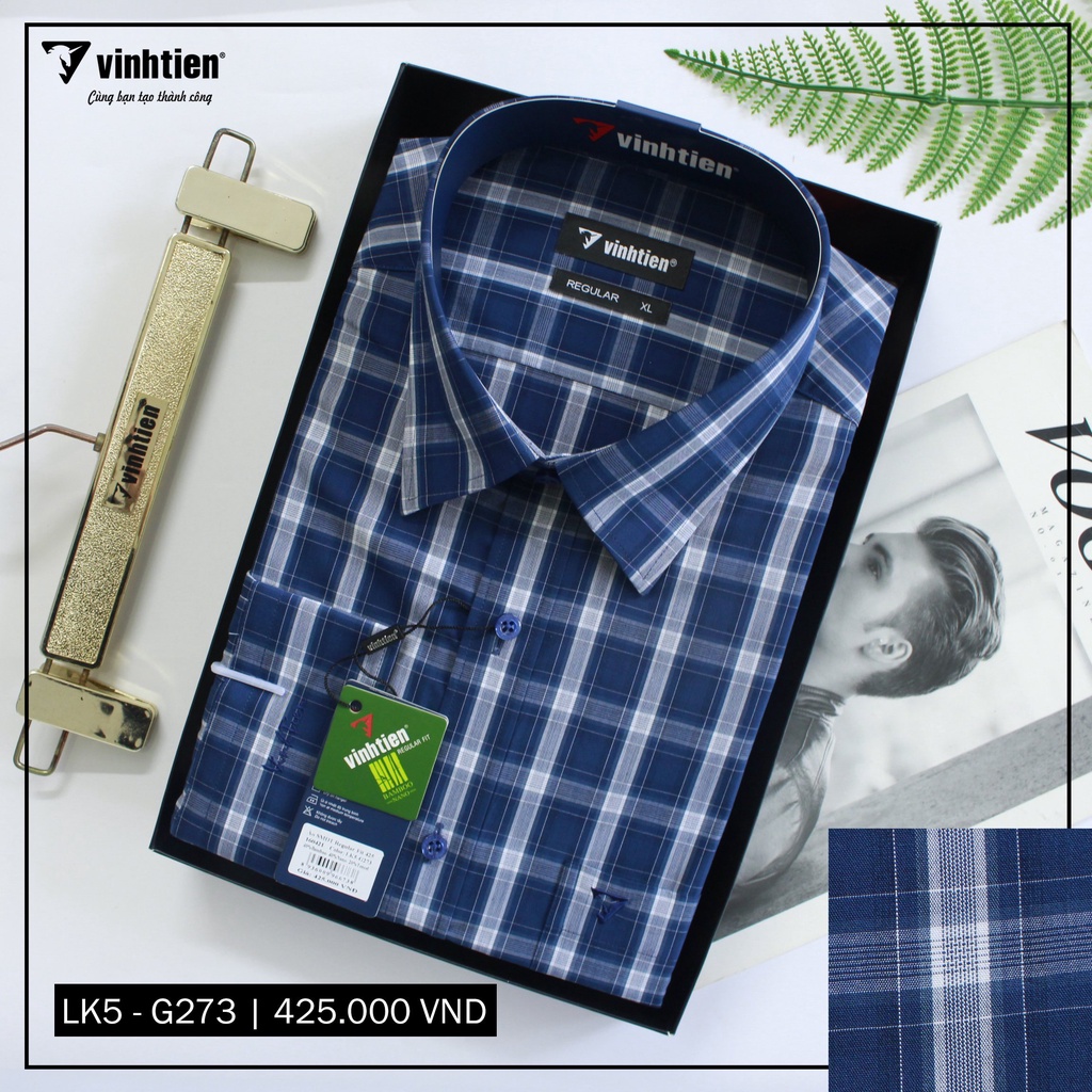 Áo Sơ Mi Dài Tay Caro Vải Bamboo Form Regular Vĩnh Tiến 425 | BigBuy360 - bigbuy360.vn