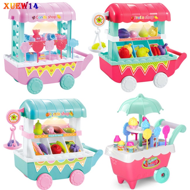 Đồ Chơi Xe Đẩy Bán Kem/Trái Cây/Rau Củ Mini Có Nhạc Và Đèn Vui Nhộn Giáo Dục Cho Bé