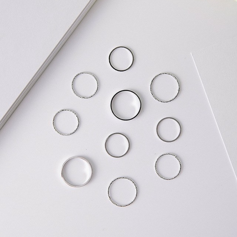 bộ 10 chiếc nhẫn đơn giản bộ nhẫn hàn quốc
